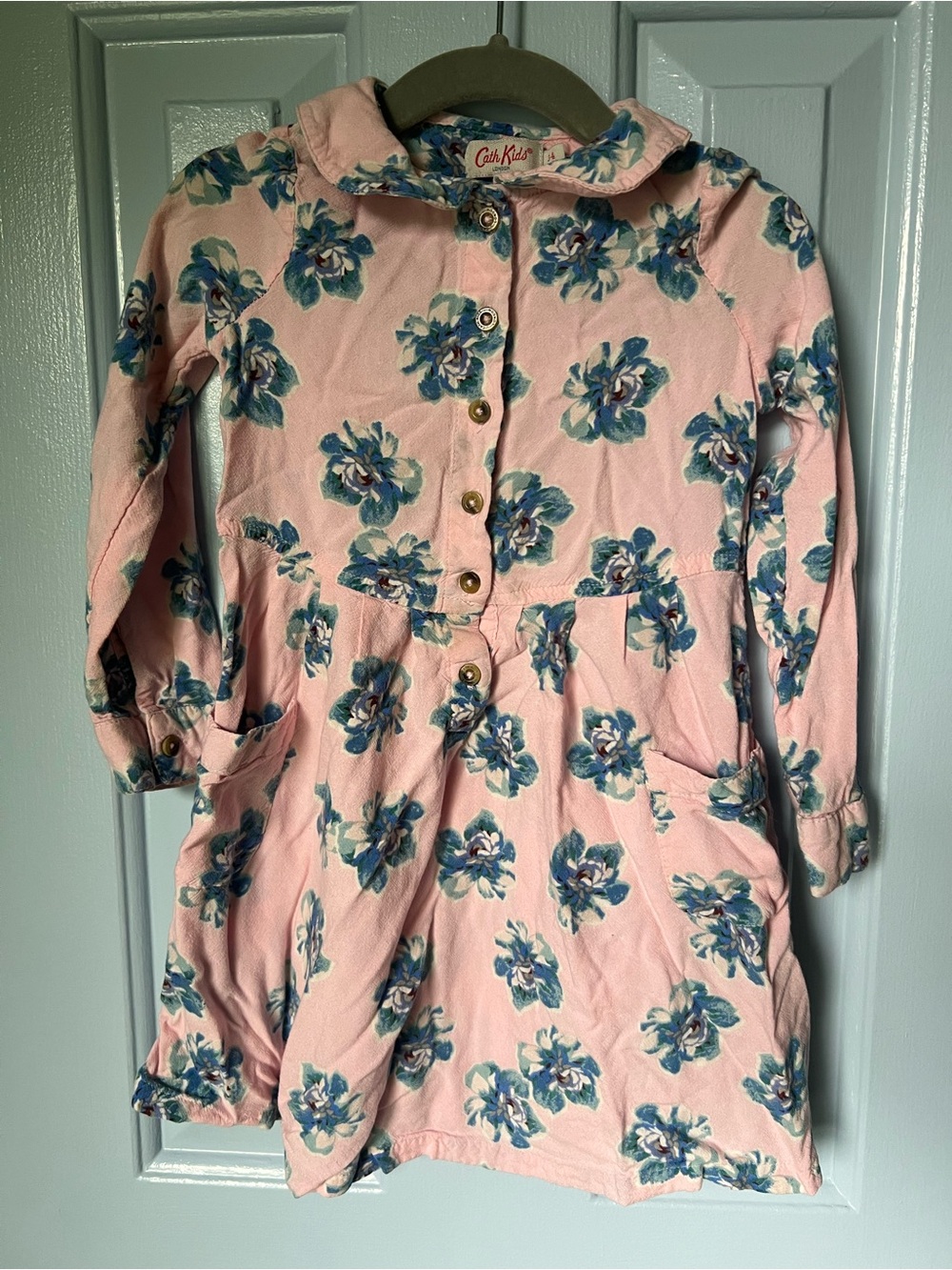 Cath Kidston Pink and Blue Floral Shirt Dress, 3-4yrs